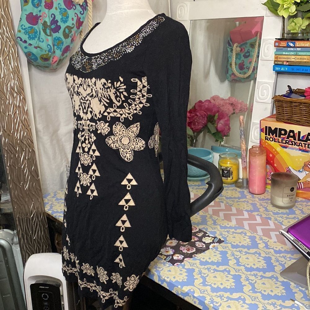 🌷 Tricotto🌷 Geometric Knit Sweater Dress - Picture 5 of 7